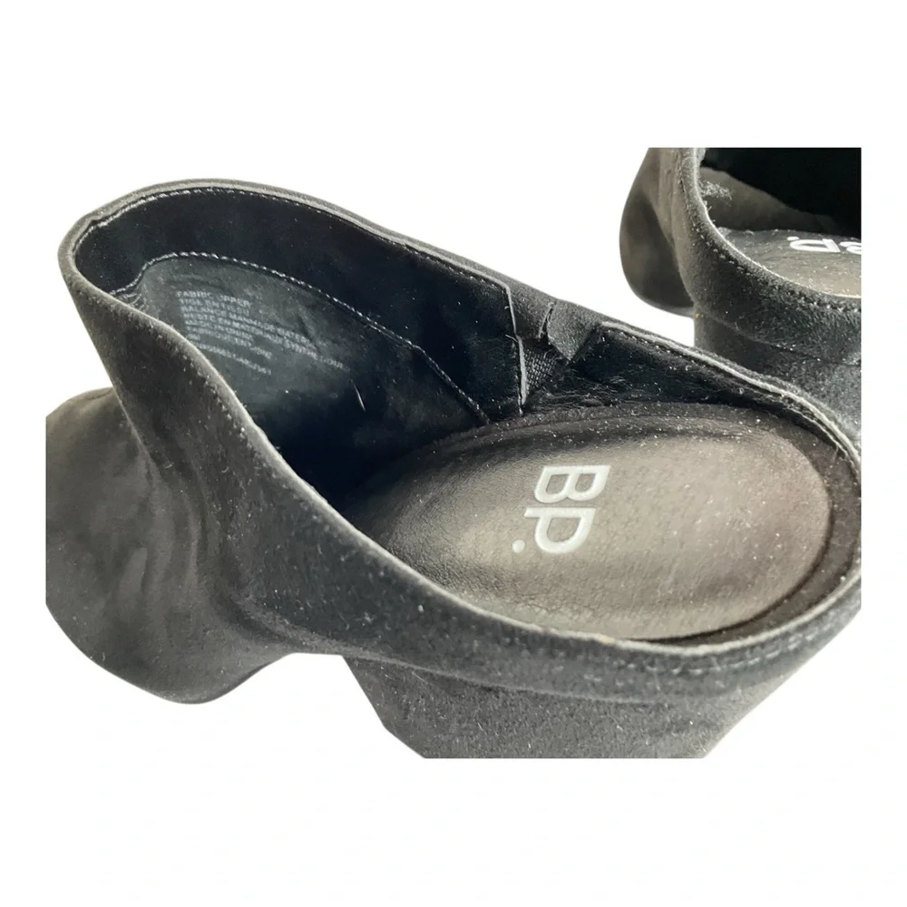 BP Nordstrom Black Peep Toe Mule Heels Size 9 M Slip On Block Heel Minimal - Picture 6 of 8